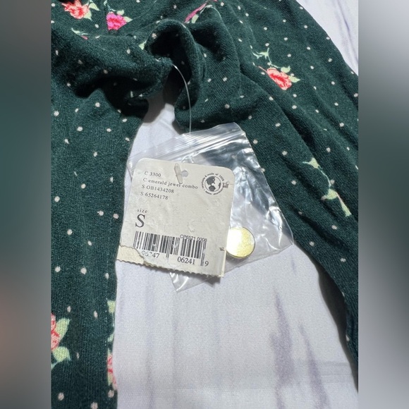 Free People Celia Floral Long Sleeve Emerald Dress NWT - Picture 4 of 7